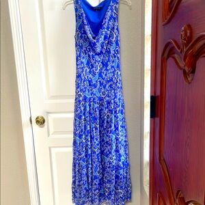 Jones New York Blue Sleeveless Cowl Neck Maxi Dress
